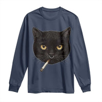 Smoking Cat Y2K Long Sleeve Shirt Vintage Black Cat Edgy Retro 90s Grunge - Wonder Print Shop