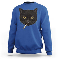 Smoking Cat Y2K Sweatshirt Vintage Black Cat Edgy Retro 90s Grunge - Wonder Print Shop