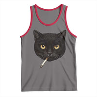 Smoking Cat Y2K Tank Top Vintage Black Cat Edgy Retro 90s Grunge - Wonder Print Shop