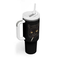 Smoking Cat Y2K Tumbler With Handle Vintage Black Cat Edgy Retro 90s Grunge - Wonder Print Shop