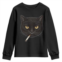 Smoking Cat Y2K Youth Sweatshirt Vintage Black Cat Edgy Retro 90s Grunge - Wonder Print Shop