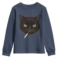 Smoking Cat Y2K Youth Sweatshirt Vintage Black Cat Edgy Retro 90s Grunge - Wonder Print Shop