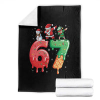 67 Six Seven Christmas Throw Blanket Funny Dabbing Santa Elf Friends 6 7 Meme Gen Alpha Slang - Wonder Print Shop