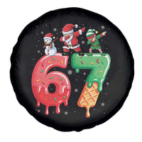 67 Six Seven Christmas Spare Tire Cover Funny Dabbing Santa Elf Friends 6 7 Meme Gen Alpha Slang - Wonder Print Shop