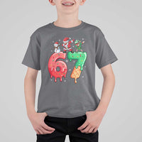 67 Six Seven Christmas T Shirt For Kid Funny Dabbing Santa Elf Friends 6 7 Meme Gen Alpha Slang - Wonder Print Shop