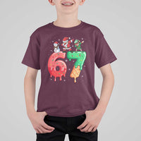 67 Six Seven Christmas T Shirt For Kid Funny Dabbing Santa Elf Friends 6 7 Meme Gen Alpha Slang - Wonder Print Shop