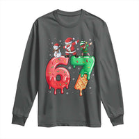 67 Six Seven Christmas Long Sleeve Shirt Funny Dabbing Santa Elf Friends 6 7 Meme Gen Alpha Slang - Wonder Print Shop