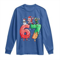 67 Six Seven Christmas Long Sleeve Shirt Funny Dabbing Santa Elf Friends 6 7 Meme Gen Alpha Slang - Wonder Print Shop