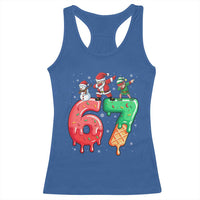 67 Six Seven Christmas Racerback Tank Top Funny Dabbing Santa Elf Friends 6 7 Meme Gen Alpha Slang - Wonder Print Shop