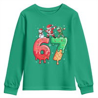 67 Six Seven Christmas Youth Sweatshirt Funny Dabbing Santa Elf Friends 6 7 Meme Gen Alpha Slang - Wonder Print Shop
