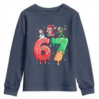 67 Six Seven Christmas Youth Sweatshirt Funny Dabbing Santa Elf Friends 6 7 Meme Gen Alpha Slang - Wonder Print Shop
