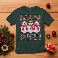 Chillin With My Snowmies T Shirt Funny Snowman Christmas Kids Boys Ugly Xmas - Wonder Print Shop