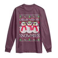 Chillin With My Snowmies Long Sleeve Shirt Funny Snowman Christmas Kids Boys Ugly Xmas - Wonder Print Shop