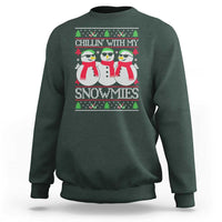 Chillin With My Snowmies Sweatshirt Funny Snowman Christmas Kids Boys Ugly Xmas - Wonder Print Shop