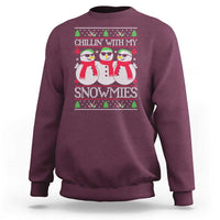 Chillin With My Snowmies Sweatshirt Funny Snowman Christmas Kids Boys Ugly Xmas - Wonder Print Shop