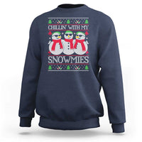 Chillin With My Snowmies Sweatshirt Funny Snowman Christmas Kids Boys Ugly Xmas - Wonder Print Shop