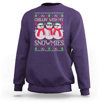 Chillin With My Snowmies Sweatshirt Funny Snowman Christmas Kids Boys Ugly Xmas - Wonder Print Shop