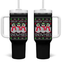 Chillin With My Snowmies Tumbler With Handle Funny Snowman Christmas Kids Boys Ugly Xmas - Wonder Print Shop