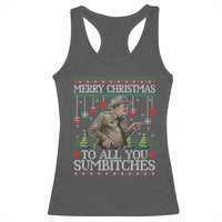 Merry Christmas Sumbitches Racerback Tank Top Funny Smokey Retro 80s Movie The Bandit Ugly Xmas - Wonder Print Shop