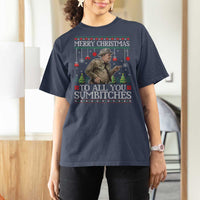 Merry Christmas Sumbitches T Shirt For Women Funny Smokey Retro 80s Movie The Bandit Ugly Xmas - Wonder Print Shop