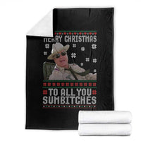 Merry Christmas To All You Sumbitches Throw Blanket Funny Ugly Xmas Retro 80s Movie - Wonder Print Shop
