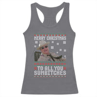 Merry Christmas To All You Sumbitches Racerback Tank Top Funny Ugly Xmas Retro 80s Movie - Wonder Print Shop