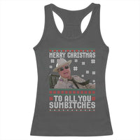 Merry Christmas To All You Sumbitches Racerback Tank Top Funny Ugly Xmas Retro 80s Movie - Wonder Print Shop