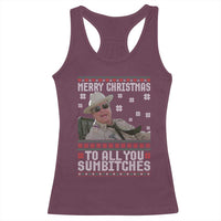 Merry Christmas To All You Sumbitches Racerback Tank Top Funny Ugly Xmas Retro 80s Movie - Wonder Print Shop