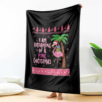 I Am Dreaming Of A Pink Christmas Throw Blanket Family Trip Santa Flamingo Palm Tree Ugly Xmas - Wonder Print Shop
