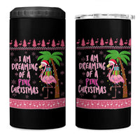 I Am Dreaming Of A Pink Christmas 4 in 1 Can Cooler Tumbler Family Trip Santa Flamingo Palm Tree Ugly Xmas - Wonder Print Shop