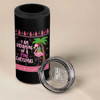 I Am Dreaming Of A Pink Christmas 4 in 1 Can Cooler Tumbler Family Trip Santa Flamingo Palm Tree Ugly Xmas - Wonder Print Shop