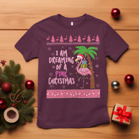 I Am Dreaming Of A Pink Christmas T Shirt Family Trip Santa Flamingo Palm Tree Ugly Xmas - Wonder Print Shop