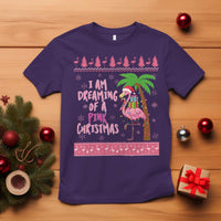 I Am Dreaming Of A Pink Christmas T Shirt Family Trip Santa Flamingo Palm Tree Ugly Xmas - Wonder Print Shop