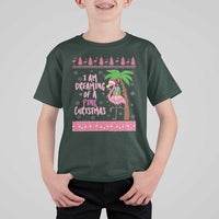 I Am Dreaming Of A Pink Christmas T Shirt For Kid Family Trip Santa Flamingo Palm Tree Ugly Xmas - Wonder Print Shop