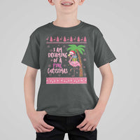 I Am Dreaming Of A Pink Christmas T Shirt For Kid Family Trip Santa Flamingo Palm Tree Ugly Xmas - Wonder Print Shop