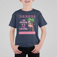I Am Dreaming Of A Pink Christmas T Shirt For Kid Family Trip Santa Flamingo Palm Tree Ugly Xmas - Wonder Print Shop
