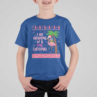 I Am Dreaming Of A Pink Christmas T Shirt For Kid Family Trip Santa Flamingo Palm Tree Ugly Xmas - Wonder Print Shop
