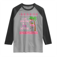 I Am Dreaming Of A Pink Christmas Raglan Shirt Family Trip Santa Flamingo Palm Tree Ugly Xmas - Wonder Print Shop