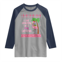 I Am Dreaming Of A Pink Christmas Raglan Shirt Family Trip Santa Flamingo Palm Tree Ugly Xmas - Wonder Print Shop
