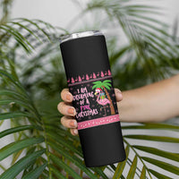 I Am Dreaming Of A Pink Christmas Skinny Tumbler Family Trip Santa Flamingo Palm Tree Ugly Xmas - Wonder Print Shop