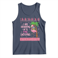I Am Dreaming Of A Pink Christmas Tank Top Family Trip Santa Flamingo Palm Tree Ugly Xmas - Wonder Print Shop