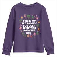 Too Hot For Ugly Christmas Sweaters Youth Sweatshirt Funny Xmas Family Flamingo - Wonder Print Shop