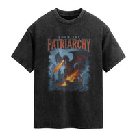 Vintage 90s Feminism Dragon Washed Cotton T-Shirt Burn the Patriarchy