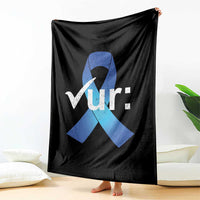 Colon Cancer Awareness Throw Blanket Blue Ribbon Colonoscopy Colorectal