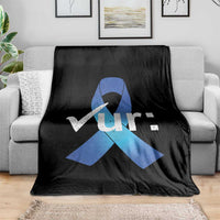 Colon Cancer Awareness Throw Blanket Blue Ribbon Colonoscopy Colorectal