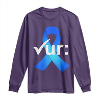 Colon Cancer Awareness Long Sleeve Shirt Blue Ribbon Colonoscopy Colorectal