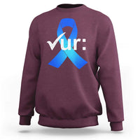 Colon Cancer Awareness Sweatshirt Blue Ribbon Colonoscopy Colorectal