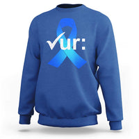 Colon Cancer Awareness Sweatshirt Blue Ribbon Colonoscopy Colorectal