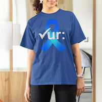 Colon Cancer Awareness T Shirt For Women Blue Ribbon Colonoscopy Colorectal