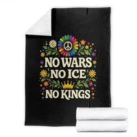 No Wars No ICE No Kings Throw Blanket Floral Resist Anti War Protest